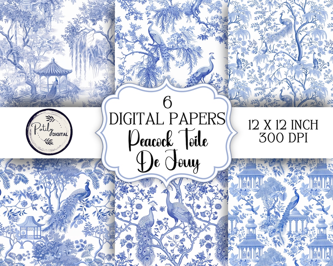 Chinoiserie Toile De Jouy Digital Paper - Seamless Pattern Clipart for ...