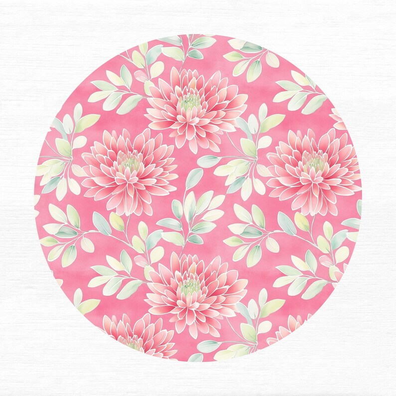 Whimsical and vibrant seamless floral pattern with bright spring chrysanthemum flowers creating a seamless and lively design in stunning pink and green