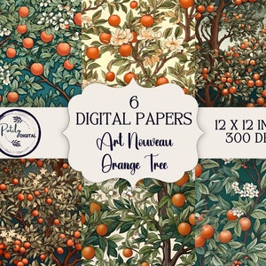William Morris geïnspireerde art nouveau digitale papers, afdrukbaar, direct downloaden, commercieel gebruik