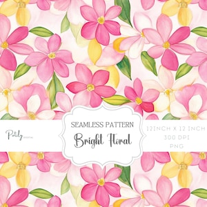 Helder naadloos bloemenpatroon - Levendig roze en geel aquarelontwerp voor digitaal papier en cadeaupapier