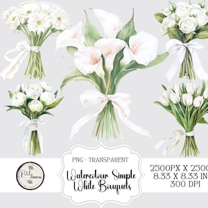 Watercolour Bridal Clipart, Wedding Day Florals, Digital PNG, Instant Download for Invitations & DIY Crafts