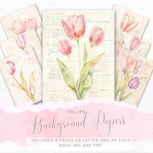 Junk journal vintage floral Scrapbooking Digital Papers, 8 Digital Pages, Printable Ephemera Paper Craft, Collage, instant download