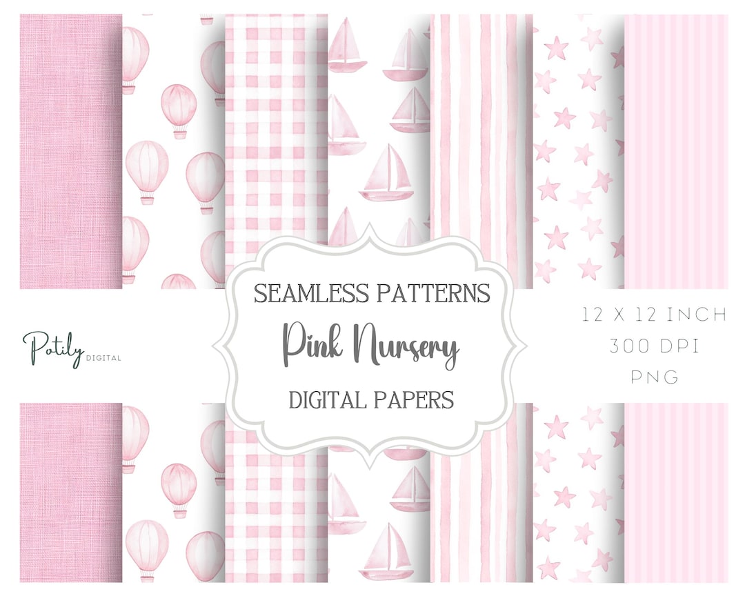 Pink Gingham Pattern Seamless Digital Paper Set – Pink and White ...