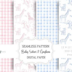 Chinoiserie Toile de Jouy, sfondo senza soluzione di continuità per la cameretta dei bambini con motivo safari, download digitale, clipart per carta, tessuti, POD e altro ancora