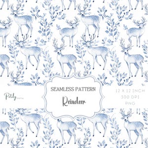 Naadloze kerstpatroon toile, rendierachtergrond, digitaal papier, clipart, Instant Download, png