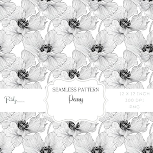 Naadloze patroon chinoiserie toile pioen, Junk Journal, scrapbooking en andere ambachten, instant download