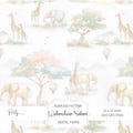 Pastel Safari Seamless Pattern, Jungle Animals Nursery Wallpaper, Elephant and Giraffe Watercolor Digital Paper