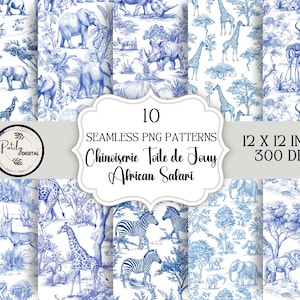 Chinoiserie Toile de Jouy, Patrones sin costuras, Fondos Descarga digital, clipart para papeles, telas, POD y más Descarga instantánea, png