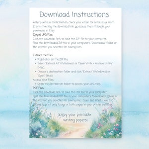 Printable writing journal paper with a beautiful beach and wildflowers background