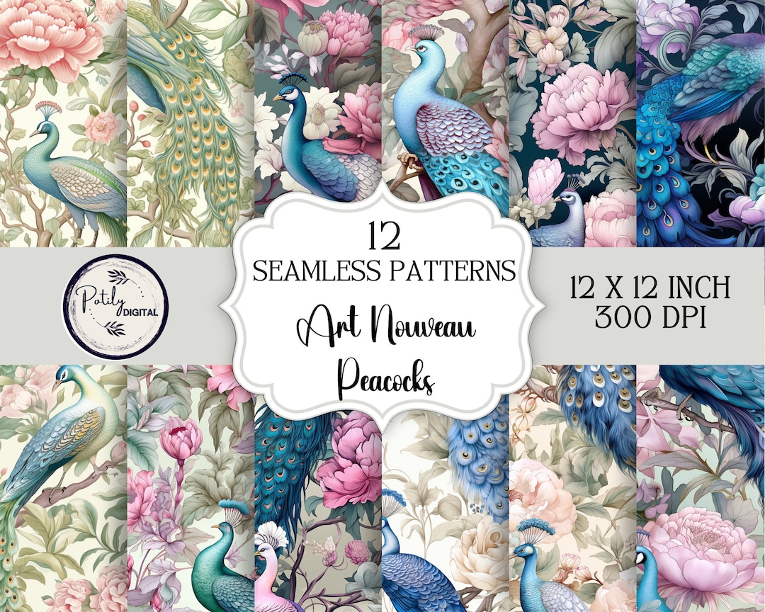 Seamless Patterns - Digital Download, William Morris Inspired Peacock ...