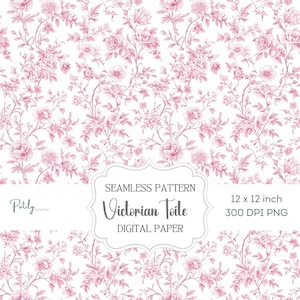 Chinoiseries Toile de Jouy, motif transparent, toile de fond vintage, papier numérique floral rose clair et blanc, PNG floral victorien