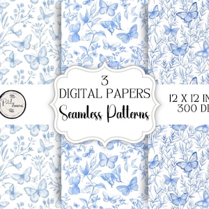 Chinoiserie toile de jouy, naadloos patroon, digitale achtergronddownload, clipart voor papier, stoffen, POD en meer Instant Download, png