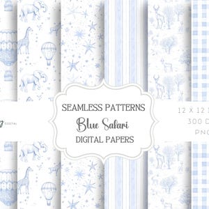 Pacchetto di motivi Chinoiserie Toile de Jouy Seamless Safari, per cameretta dei bambini, carta, tessuti e altro - Download immediato