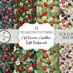 William Morris, Jugendstil-inspirierte Obst Muster, bedruckbare Papiere, Junk Journals, Scrapbooking Instant Download, kommerzielle Nutzung