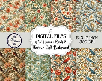 Patrones de William Morris, papeles digitales sin costuras, 8 diseños digitales, revistas basura y álbumes de recortes, material efímero imprimible, descarga instantánea
