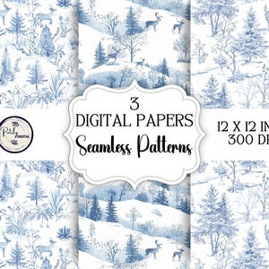 Weihnachten Toile Seamless Pattern Pack, Winter Szene digitales Papier, Seamless Pattern Clipart - Instant Download png Dateien.