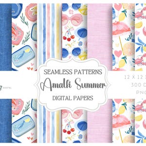 La Dolce Vita Seamless Pattern Pack - Amalfi Italian Inspired pattern, Digital Paper - for Paper, Fabrics and more - Instant Download
