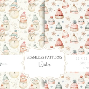 Winter Seamless Pattern, Repeating Design, Instant Digital Download, clipart, png