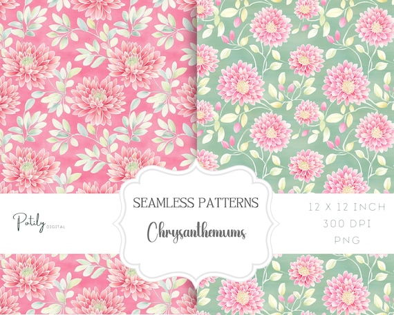 Seamless pattern pack, Spring Preppy Designs - Floral background papers, Instant Digital Download, for papers, POD, and more, png