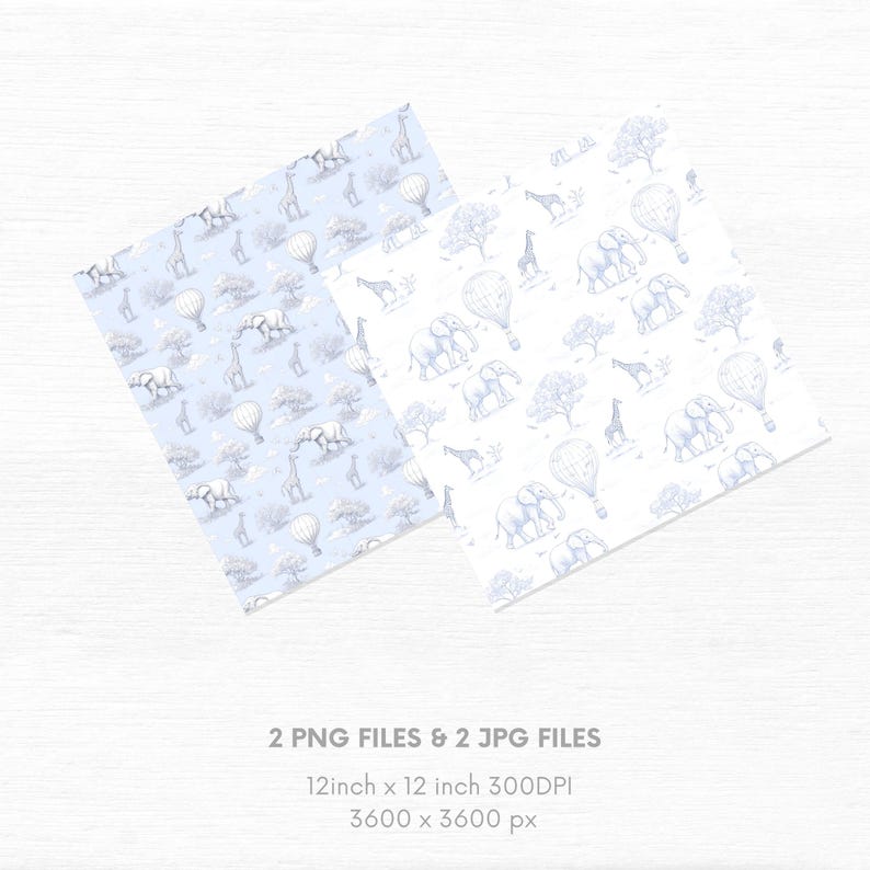 Blue Chinoiserie Toile De Jouy Seamless Safari Pattern, for Nursery ...