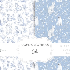 Chinoiserie naadloze katten, toile-ontwerp, kinderkamerpatroon, digitaal papier, download clipart voor papier en stoffen