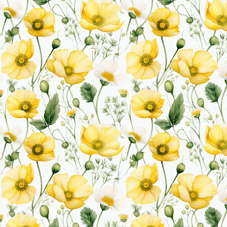 Country garden floral seamless patterns yellow themed