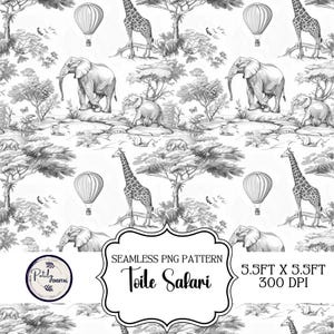 Large Scale - chinoiserie toile de jouy, safari, naadloos digitaal patroon voor achtergronden en achtergronden, direct downloaden, 300 dpi png-bestand
