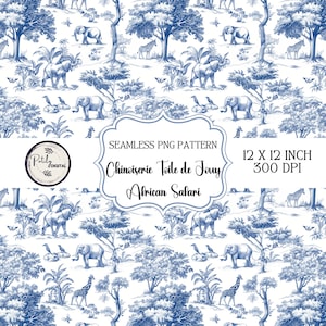 Chinoiserie toile de jouy, naadloos patroon, digitale achtergronddownload, clipart voor papier, stoffen, POD en meer Instant Download, png