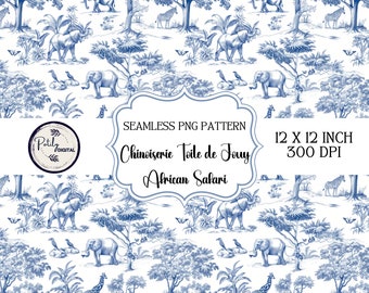 Chinoiserie Toile de Jouy, Seamless Pattern, Background Digital Download, clipart for papers, fabrics, POD, and more Instant Download, png