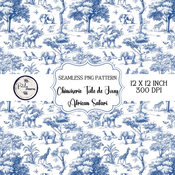 Chinoiserie Toile de Jouy, Seamless Pattern, Background Digital Download, clipart for papers, fabrics, POD, and more Instant Download, png