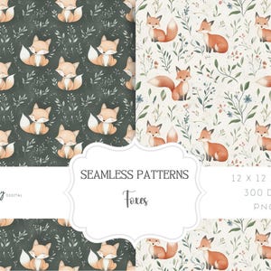 Seamless Pattern, Fox Digital Paper, Bakgrundspapper, Ladda ner Clipart för Papper och Tyger