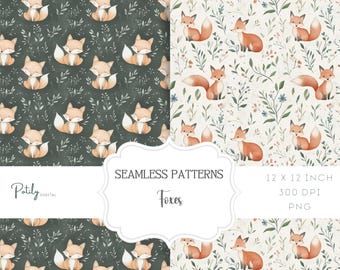 Seamless Pattern, Fox Digital Paper, Background papers, Download Clipart for Papers and Fabrics