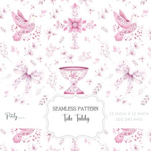 Toile de Jouy chinoiseriestijl digitaal papier - naadloos patroon, doop, doop, afdrukbaar, png-bestanden direct downloaden.