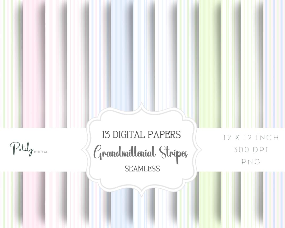Grandmillenial Pastel Stripes Seamless Patterns, Digital Paper - for ...