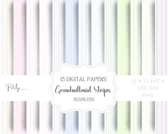 Grandmillenial Pastel Stripes, motifs sans couture, papier numérique - pour papier, tissus et plus - téléchargement immédiat
