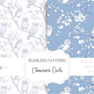 Blue Toile de Jouy Chinoiserie Backgrounds, animals design for children, Digital downloads perfect for Scrapbook Paper, fabrics, and more