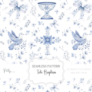 Papier numérique de style Toile de Jouy chinoiserie - modèle sans couture, baptême, baptême, imprimable, fichiers png de téléchargement immédiat.
