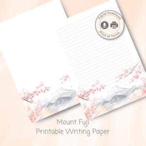 Printable Letter Paper, Mount Fuji, Printable Stationery, Lined Paper, Note Paper, Letter Writing Paper