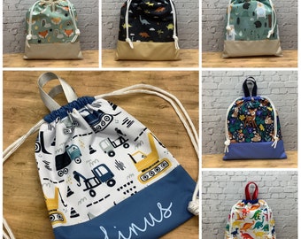 KINDERTURNBEUTEL mit Namen Personalisiert Sporttasche Kinderrucksack - Kindergartenturnbeutel Sportbeutel Kindergartentasche Name Kinder