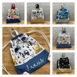 KINDERTURNBEUTEL mit Namen Personalisiert Sporttasche Kinderrucksack Kindergartenturnbeutel Sportbeutel Kindergartentasche Name Kinder Bild 6