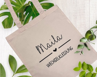 Stoffbeutel | Wechselkleidung | Jutebeutel | Auf Wunsch personalisiert mit z.B. Name Tragetasche Henkeltasche Einkaufen Zero Waste