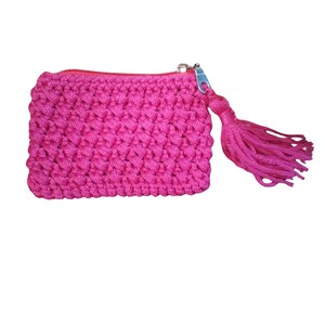 Monedero de crochet hecho a mano con borlas, pequeño neceser, tarjetero, billetera para mujer con cremallera, monedero, regalo de monedero hecho a mano
