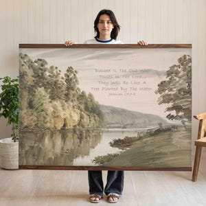 Landscape Bible Verse Wall Art, Christian Scripture Canvas Print, Inspirational Nature Wall Decor, Faith Home Decor, Psalm Wall Art