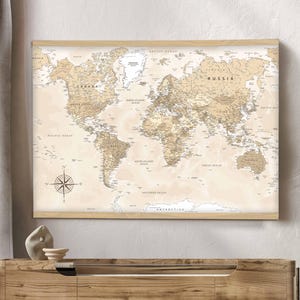 World Map Wall Art - Large Wall Art - nursery wall art - Tapestry Wall Art - Highly Detailed World Map Tapestry - JS22