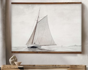 Vintage Sailboat Painting: Large wall tapestry - Oversized wall art - custom tapestry - JS16