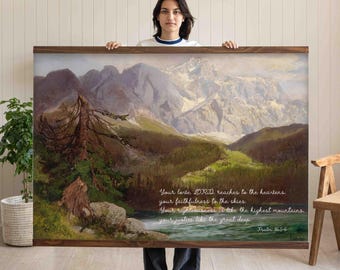 Christelijke muurkunst canvas | Vintage bergschriftbord | Vintage schrifttapijt - Psalm 36:5-6