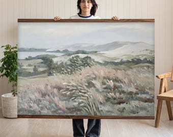 Arte mural extragrande: Impresión de pintura al óleo de paisaje vintage - Tapiz colgante - Tapiz de paisaje pastel extragrande - JS14