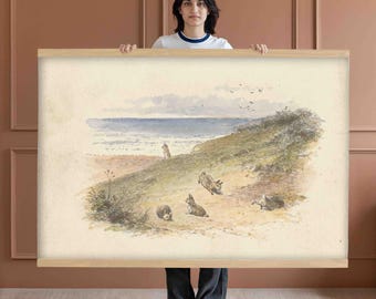 Tapiz de lona para pared de guardería, decoración de pared grande para habitación infantil, tapiz de conejito, decoración infantil caprichosa