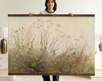 Flower Field Landscape Tapestry - Oversized Nature Wall Art, Botanical Landscape Wall Hanging - nature wall art