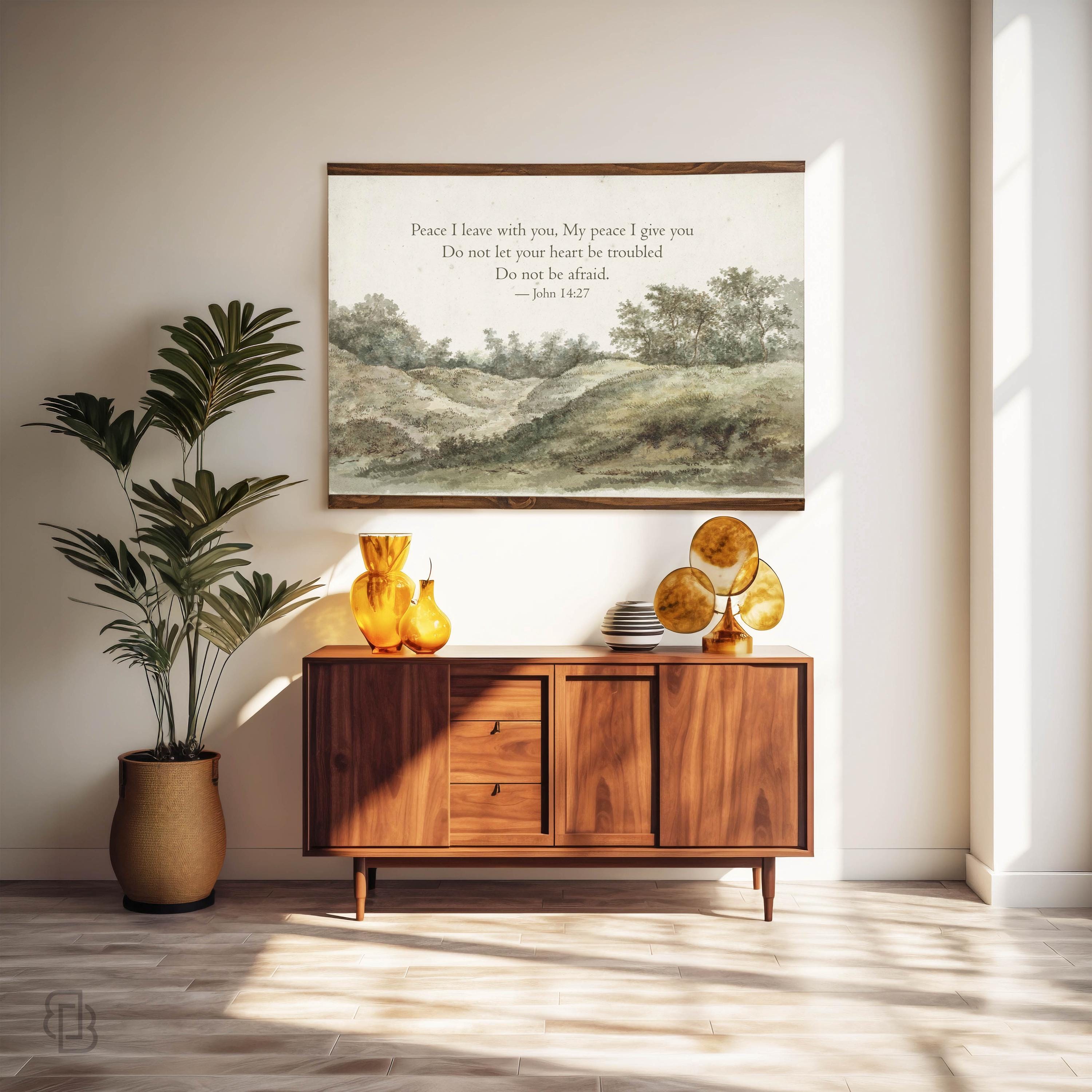 Landscape Bible Verse Wall Art Canvas Tapestry, Christian Scripture ...